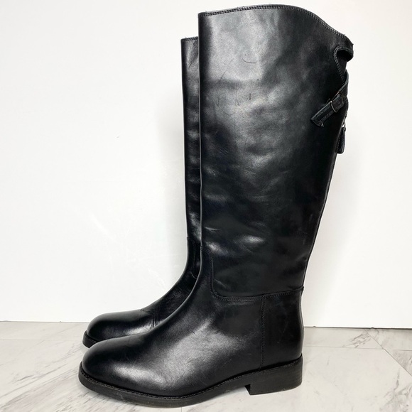 Free People Everly Equestrian Black Leather Tall Boot 8 / 39